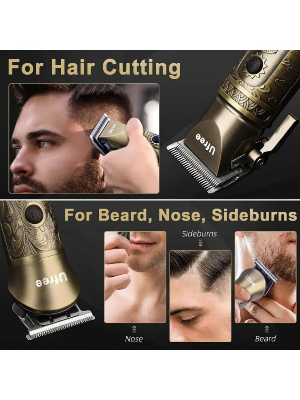 Cordless Hair Clippers & Beard Trimmer Grooming Kit, T-Blade, Adjustable Comb